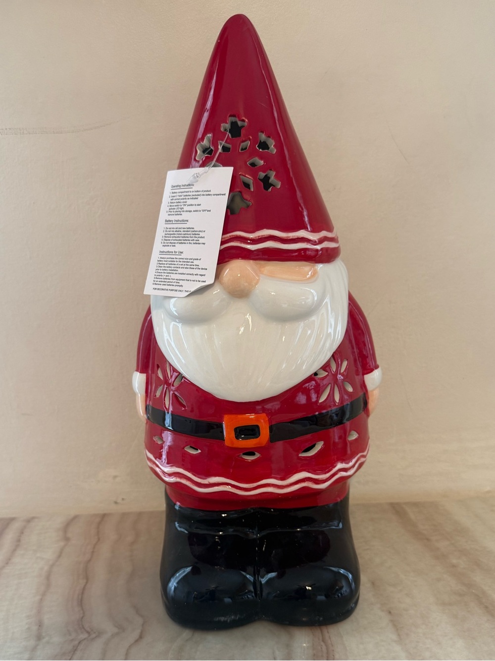 NWT “MR CHRISTMAS” LIGHT-UP CERAMIC SANTA GNOME 🎅